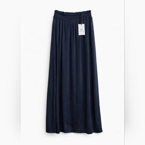 NWT Halston Navy Elastic-Waist Maxi Skirt, Women's Size Medium
